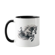 Majestätisches Einhorn und Ritter in Rüstung.