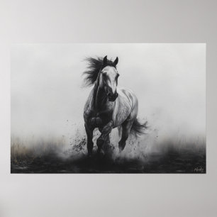 Majestätisches galoppierendes Pferd in Schwarz und Poster