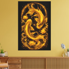 Majestätisches Gold-Koi-Fischpaar Luxus Leinwanddruck