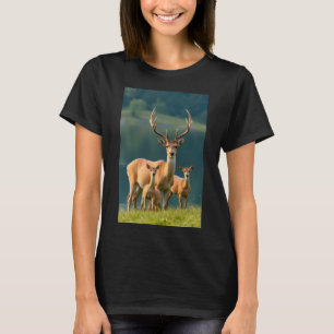 Majestätisches Hirschfamilien-Wald-Natur-T-Shirt f T-Shirt