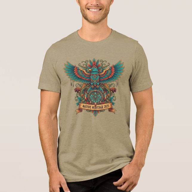 Majestätisches indianisches Erbe Tribal Eagle Kult Tri-Blend Shirt (Vorderseite)