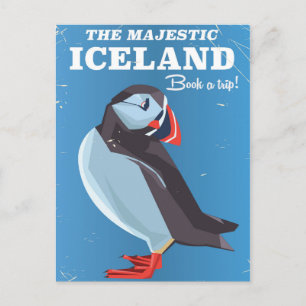 Majestätisches Island-Papageientaucher Vintage-Rei Postkarte