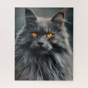 Majestätisches Langhaar-Katzenporträt-Design