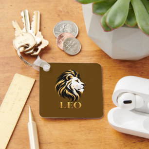 Majestätisches Leo Löwe Sternzeichen Gold & Schwar Schlüsselanhänger