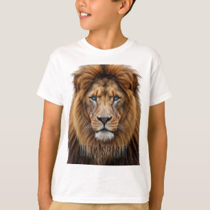 Majestätisches Löwengesicht mit blauen Augen   Wil T-Shirt