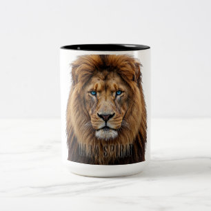 Majestätisches Löwengesicht mit blauen Augen Wil Zweifarbige Tasse
