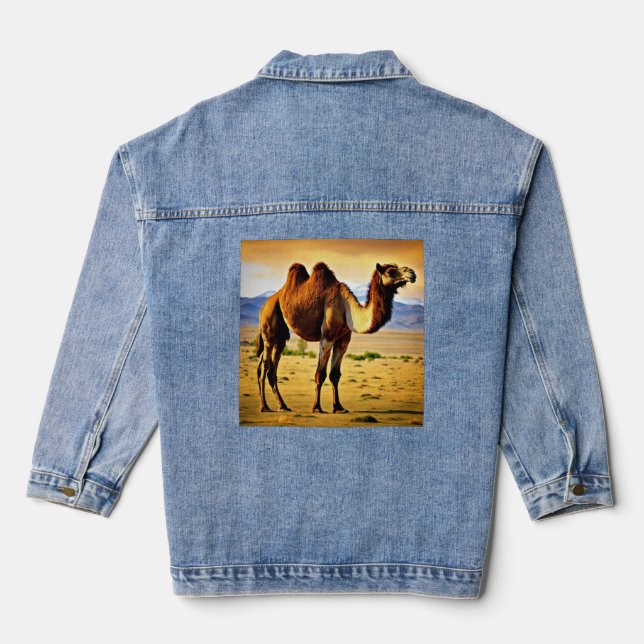 Majestätisches mongolisches Bactrian-Kamel in 8K U Jeansjacke (Rückseite)