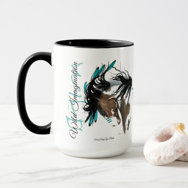 Majestätisches Pferd durch Bihrle wilde Fantasie Tasse (Mit Donut)