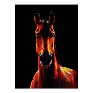 Majestätisches Pferd Feuer-Silhouette Dramatisches Poster