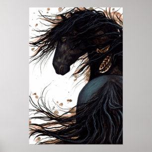 Majestätisches Pferdefriesische Plakat-Kunst durch Poster