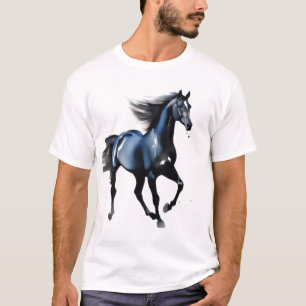 Majestätisches schwarzes Hengst-Galopp-Herren-Graf T-Shirt