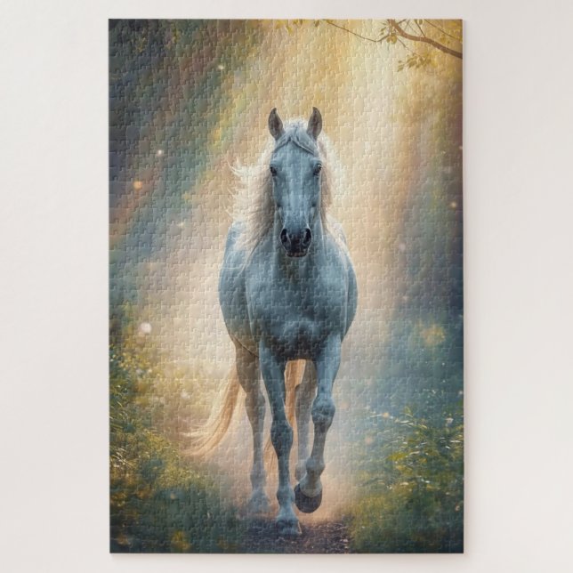Majestätisches Weißes Pferd Puzzle (Vertikal)