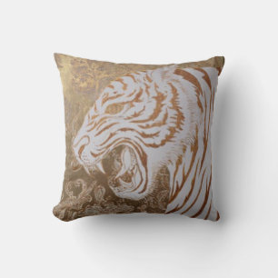 Majestätisches Weißes-Tiger-Wurfkissen – Barock Lu Kissen