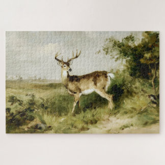 Majestätisches Weißwedelhirsch-Ölgemälde Landschaf