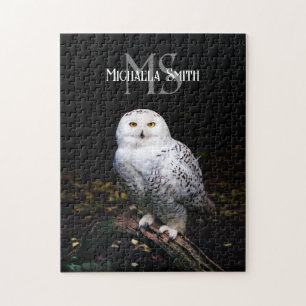 Majestätisches Winter-Schneeeulen-Monogramm mit in