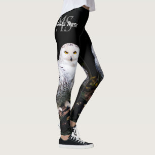 Majestätisches Winter-Schneeeulen-Monogramm mit in Leggings
