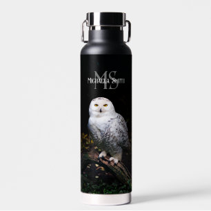 Majestätisches Winter-Schneeeulen-Monogramm mit in Trinkflasche