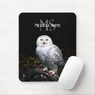 Majestätisches Winter-Schneueulen-Monogramm mit in Mousepad