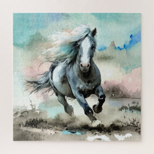 Majestätisches Zugpferd Aquarell 