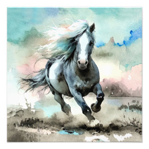 Majestätisches Zugpferd Aquarell Fotodruck