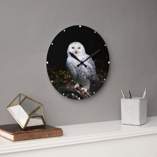 Majestätliche Winter-Schneeeule Große Wanduhr