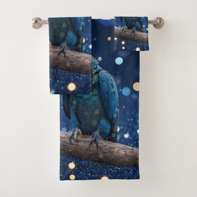 Majesté Bleue : La Macaw Bleue Sur Dreamy Blue Bok (En situation)