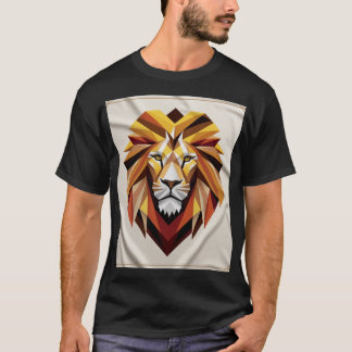 Majesté polygonale : T-shirt Lion géométrique