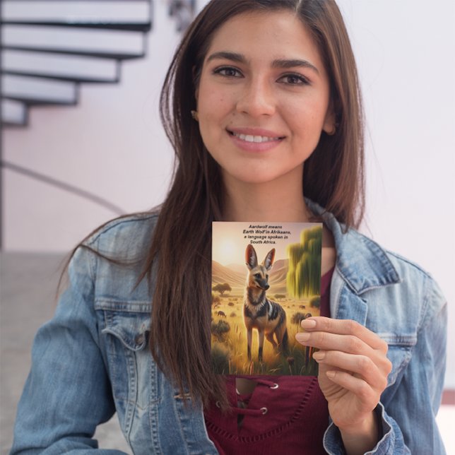 Majestic Aardwolf Hyena in Golden Fields Postkarte (Von Creator hochgeladen)