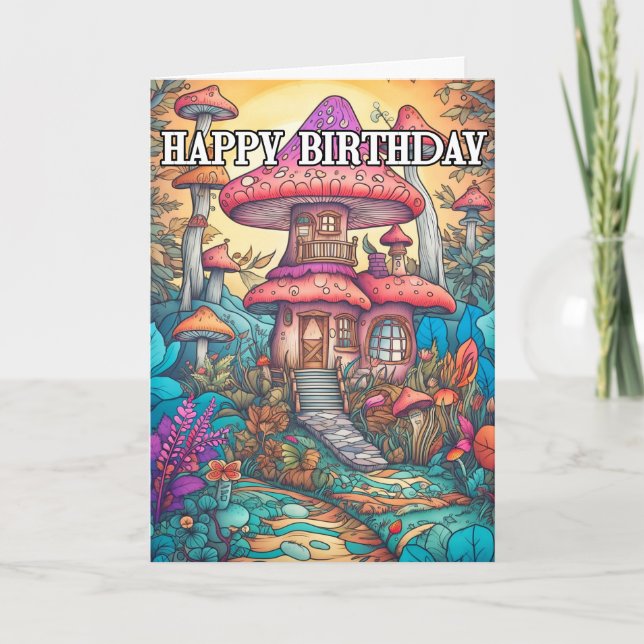 Majestic Abstrakt Mushroom Hut Illustration Karte (Vorderseite)