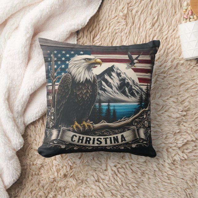 Majestic Adler gegen die Bergwelt Kissen (Decke)
