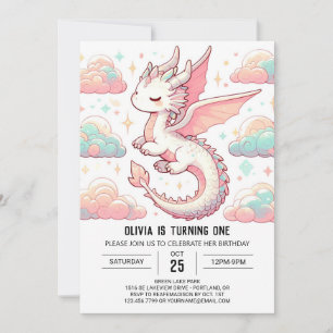 Majestic Adorable Dragon 1. Geburtstag Einladung