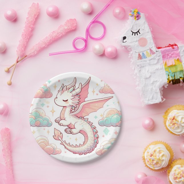 Majestic Adorable Dragon Baby Dusche Pappteller (Party)
