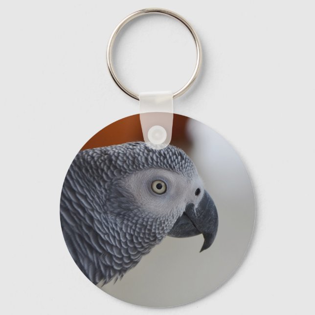 Majestic African Gray Parrot Schlüsselanhänger (Vorderseite)