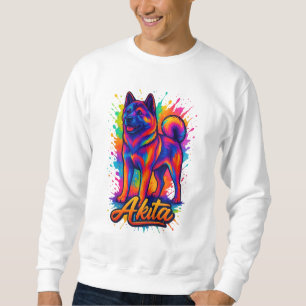Majestic Akita - Lebhafter farbenfroher Pop Kunst, Sweatshirt