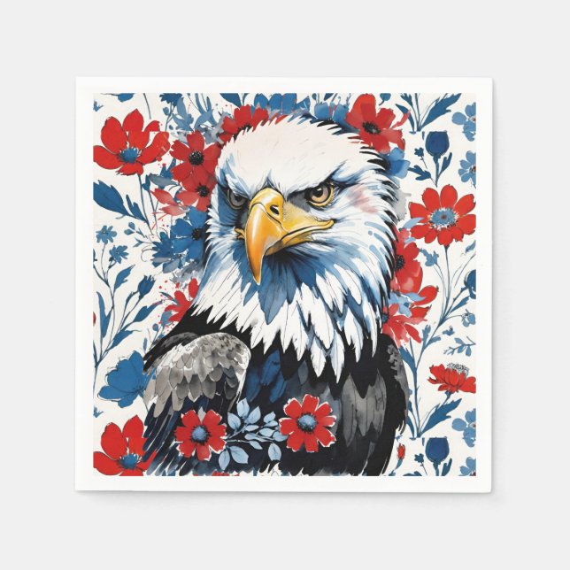 Majestic American Bald Eagle Floral Serviette (Vorderseite)