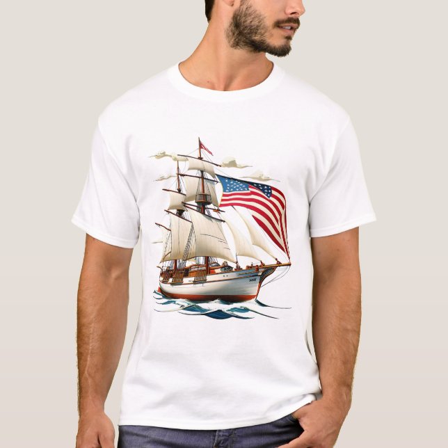 Majestic American Segelschiff T-Shirt (Vorderseite)