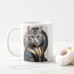 Majestic American Shorthair Cat in Blue and Gold Kaffeetasse