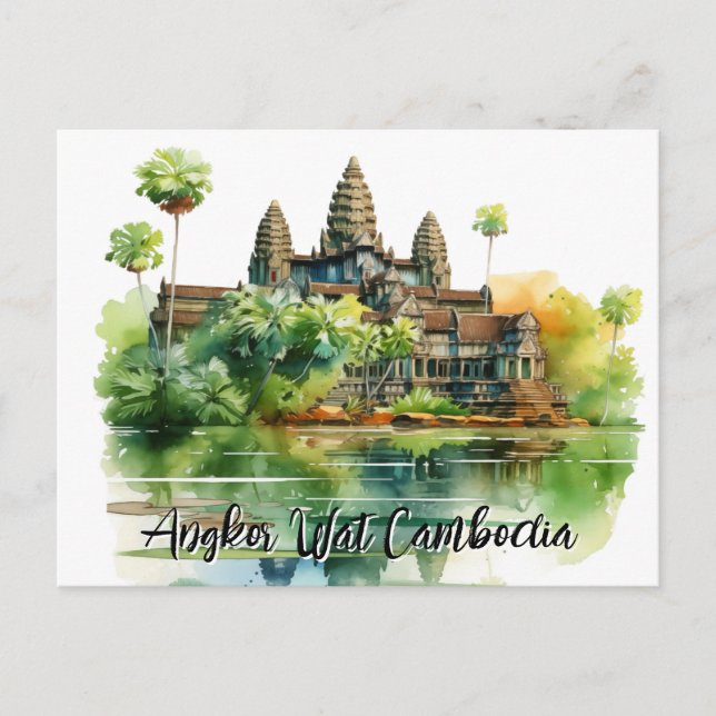 Majestic Angkor Wat Amidt Lush Serenity Postkarte (Vorderseite)