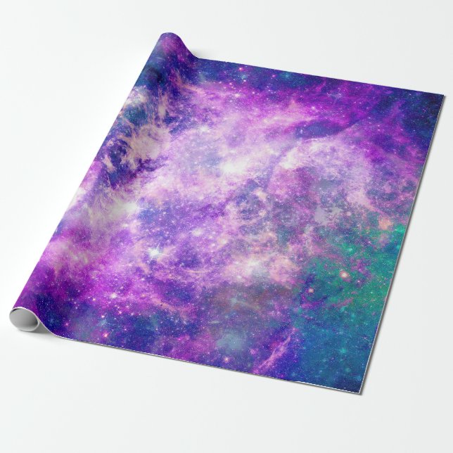 Majestic Aquamarine Lila Sternennebel Geschenkpapier (Ungerollt)