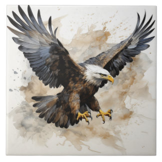 Majestic Bald Adler im Flug, Aquarell Fliese