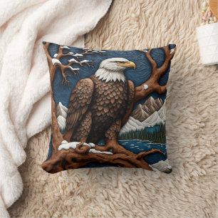 Majestic Bald Eagle in der Winterlandschaft Kissen
