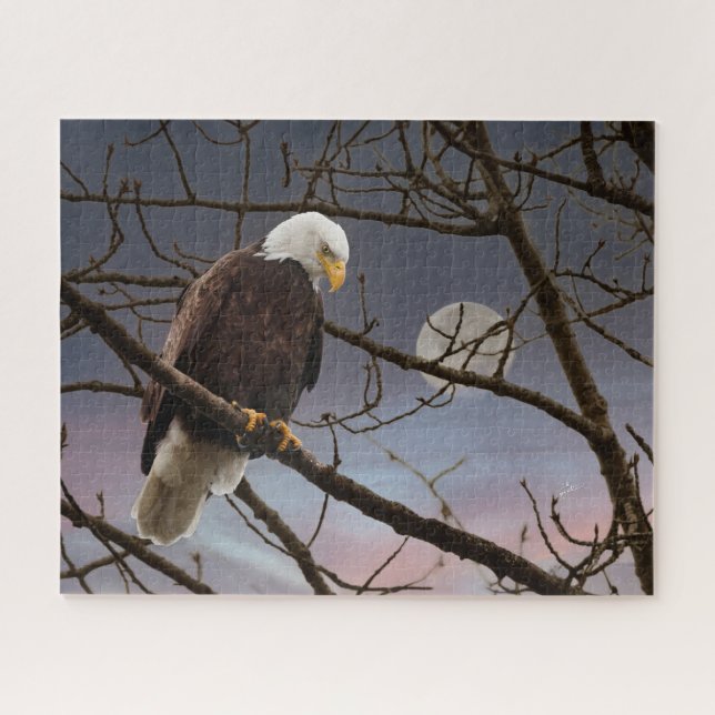 Majestic Bald Eagle unter Vollmond (Horizontal)