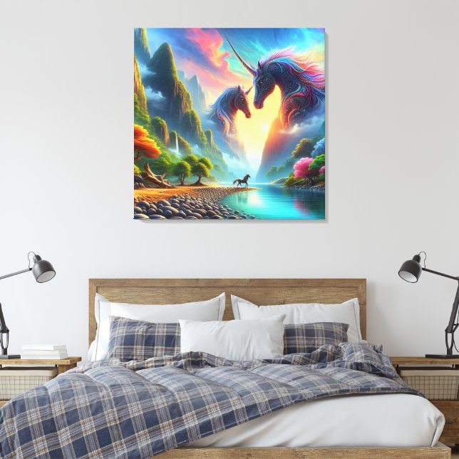 Majestic Begegnung in einem farbenfrohen Tal - Ele Leinwanddruck (Insitu (Schlafzimmer))