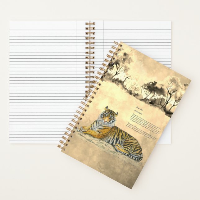 Majestic Bengalisch Tiger Wasserfarben Notizbuch (Innen)