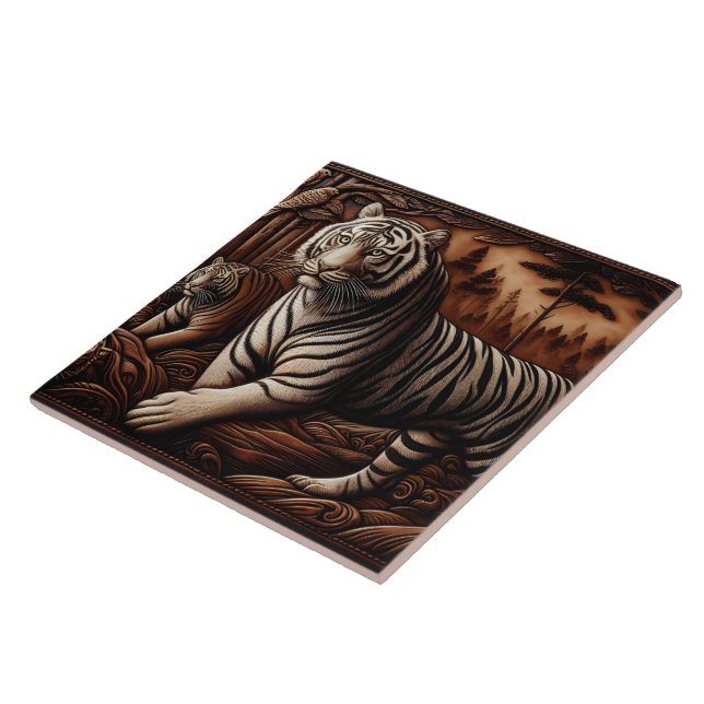 Majestic Bengalisch Tigers Roaming in dichten Wäld Fliese (Seite)