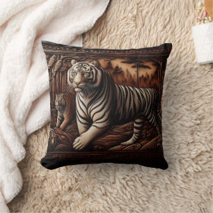 Majestic Bengalisch Tigers Roaming in dichten Wäld Kissen