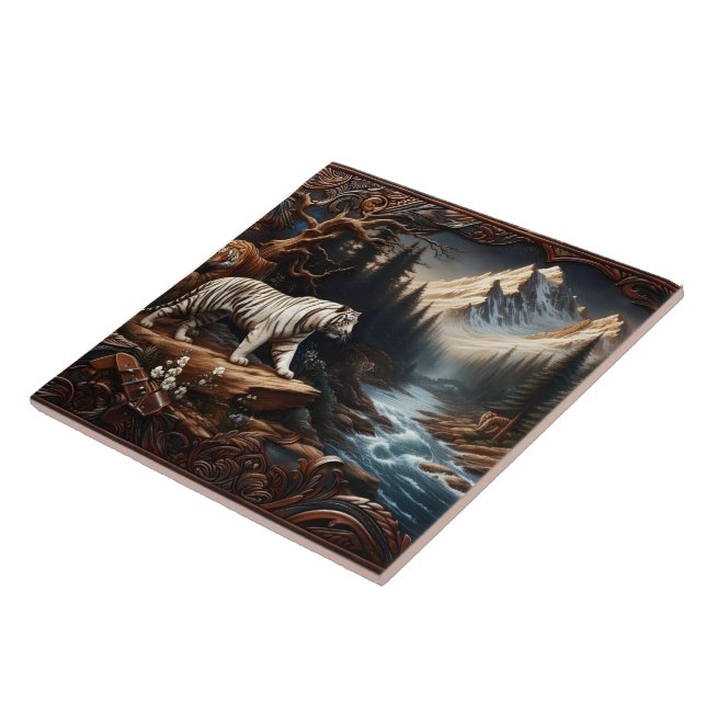 Majestic Bengalische Tiger in der Bergwelt Fliese (Seite)