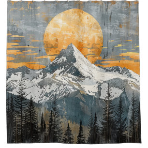 Majestic Berglandschaft - Rustikale Natur Duschvorhang