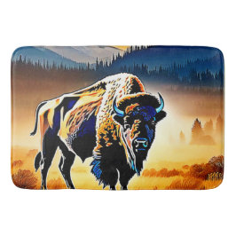 Majestic Bison Sunset Badematte