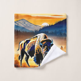 Majestic Bison Sunset Badhandtuch Set